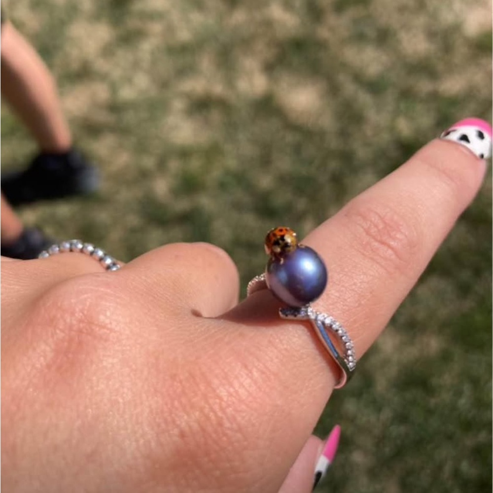 REAL BLUE PEARL RING SIZE 6
